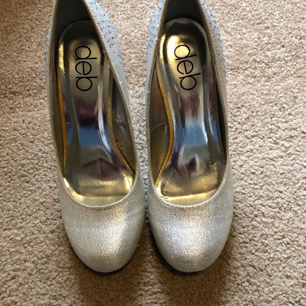 Deb Silver Studded Heels